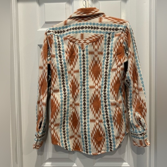 Rockmount Women's western Flannel Jacquard Shirt in Ivory & Brown - Picture 5 of 8